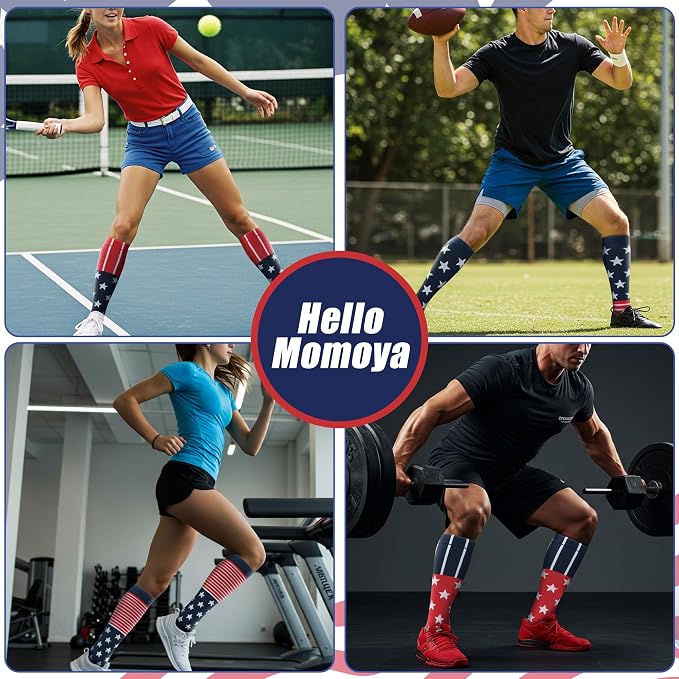 hello momoya Compression Socks for Women Men Circulation Knee High 8 Pairs for Nurses, Running, Travel, Athletic - Image 4