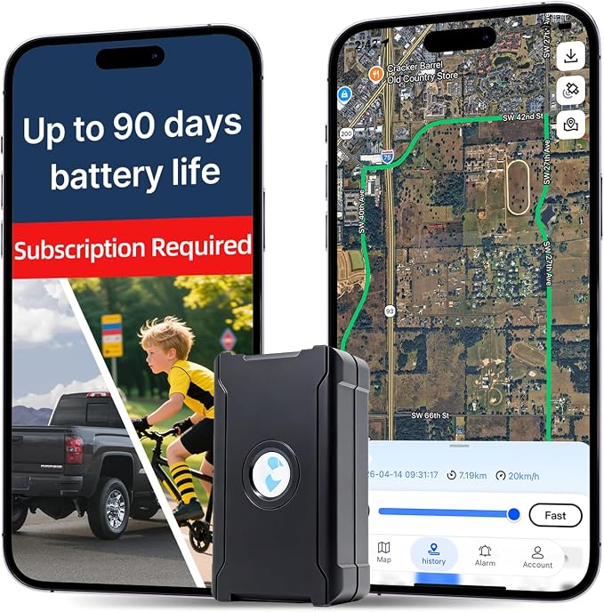GPS Tracker for Vehicles, Magnetic Waterproof 4G LTE Car Tracker, 6000mAh Battery Up to 90-Days, Tracking Devices for Cars Hidden, Geo-Fence, Lifetime Support, Subscription Required by Loverich