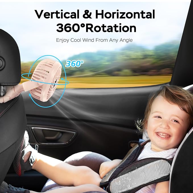 COMLIFE Baby Stroller Fan With Light, Rechargeable Battery Operated, Max 10Hrs Cooling, 3 Speeds, 360° Rotate USB Desk Fan, Flexible Tripod Clip On Fan for Stroller Car Seat Crib Treadmill Golf Cart - Image 5