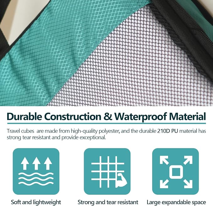 Compression Packing Cubes for Suitcases,5 Set Travel Essentials, Lightweight Luggage Organizer Bags, Travel Cubes for Carry on - Image 3
