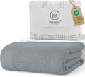 Threadmill Cotton King Blanket, Herringbone, Scottish Grey, 106x92 in | 100% Cotton, Herringbone Pattern, 350 GSM, 106x92 in, Breathable, Moisture-Wicking, All-Season, OEKO-TEX Certified by ThreadmillHomeLinen