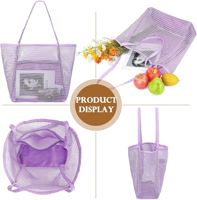 Fammart Mesh Beach Bag for Women, Summer Straw Tote Hobo Pool Bags with Zipper Pocket, Travel Vacation Cruise Essentials 2026 - Image 6