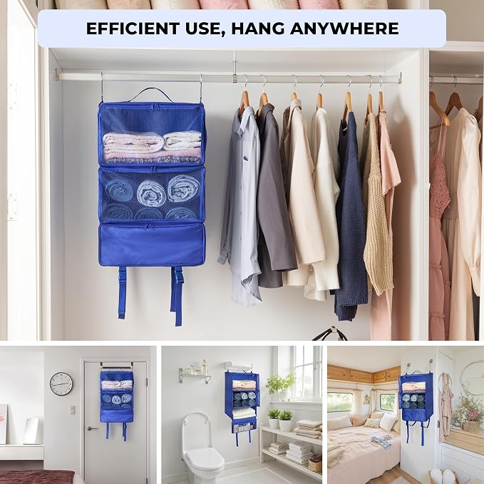 GRANNY SAYS Hanging Packing Cubes for Travel, Hanging Organizer,XXL-Blue | Portable Suitcase Organizer, Travel Packing Organizers, Compression Luggage Bags for Clothes, Carry on Closet Suitcase - Image 2