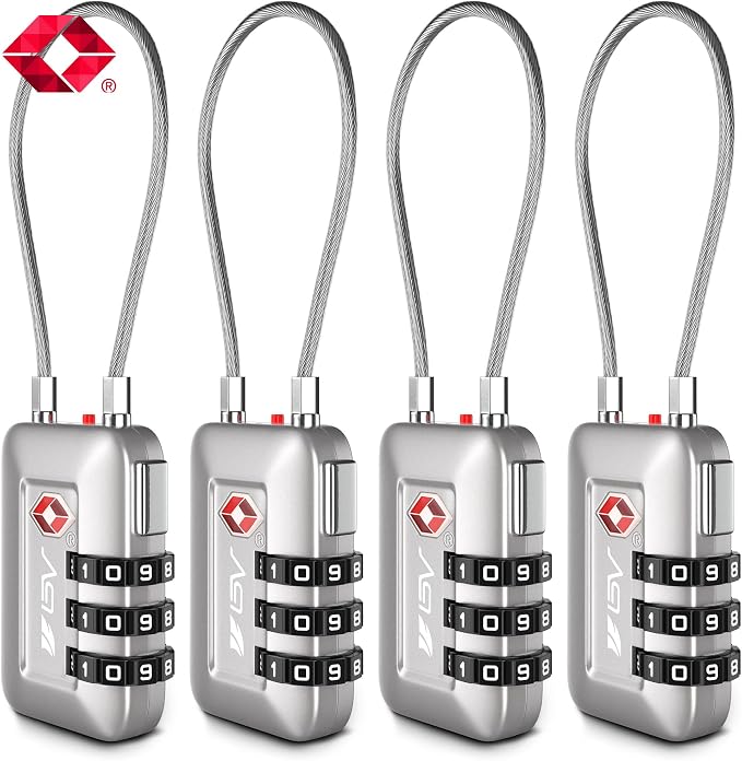 TSA Accepted Luggage Travel Lock, Set-Your-Own Combination Lock for School Gym Locker, Luggage Suitcase Baggage Locks, Filing Cabinets, Toolbox, Case (Silver, 4 Pack) - Image 9