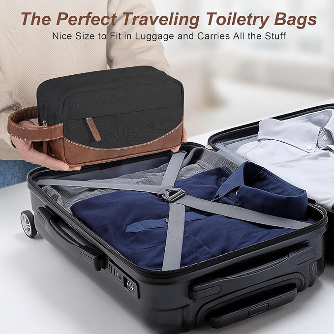 Travel Toiletry Bag for Men, Hanging Toiletry Organizer, Water Resistant Shaving Kit with Large Capacity for Travel Accessories (Black, Medium) - Image 7