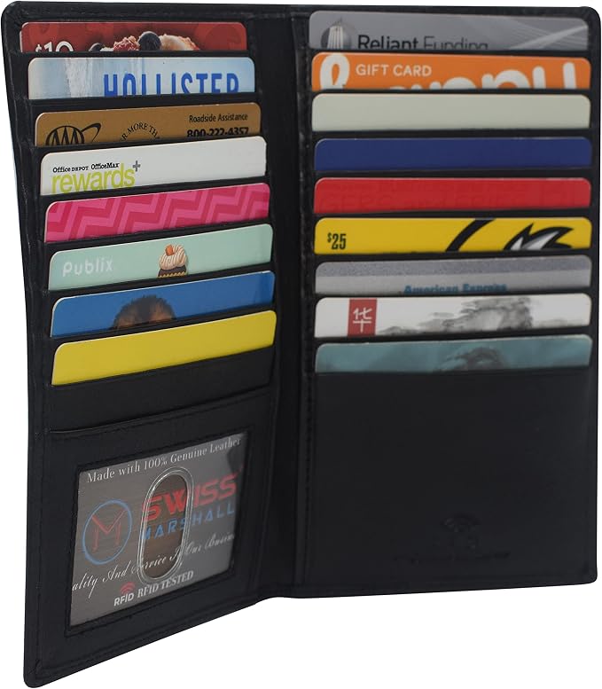 Marshal Bifold Leather RFID Blocking Wallet For Men & Women | Genuine Leather Holder With 19 Slots, 2 Bill Compartments & ID Window | For Credit/Debit Cards, Money & More (CN Black) - Image 9
