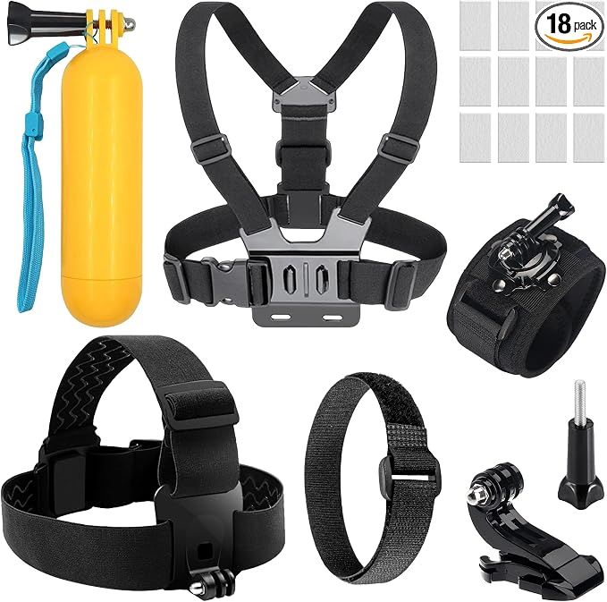 18 in 1 Surfing Action Camera Accessories Compatible with GoPro Hero 12/11 | Action Camera Accessory Kit Compatible with GoPro 10/9/8,Action 5 Pro/Action 4/Action 3,DBPOWER,APEMAN,Yi and VicTsing by LANREUCETSDirect
