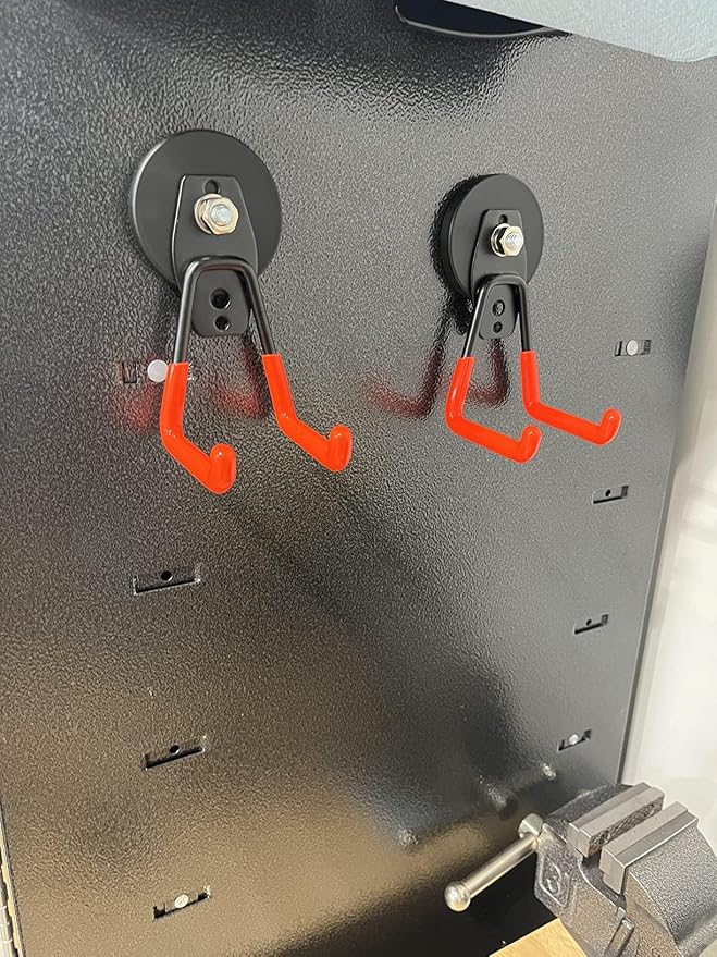 ULIBERMAGNET Heavy Duty Magnetic Garage Hook,10 Pack Strong Large Magnet Hooks for Power Drill,Garden Tools,Hose,Pegboard,Garage, Workshop,Magnetic Storage Hooks for Indoor Outdoor Hanging(Orange) - Image 9