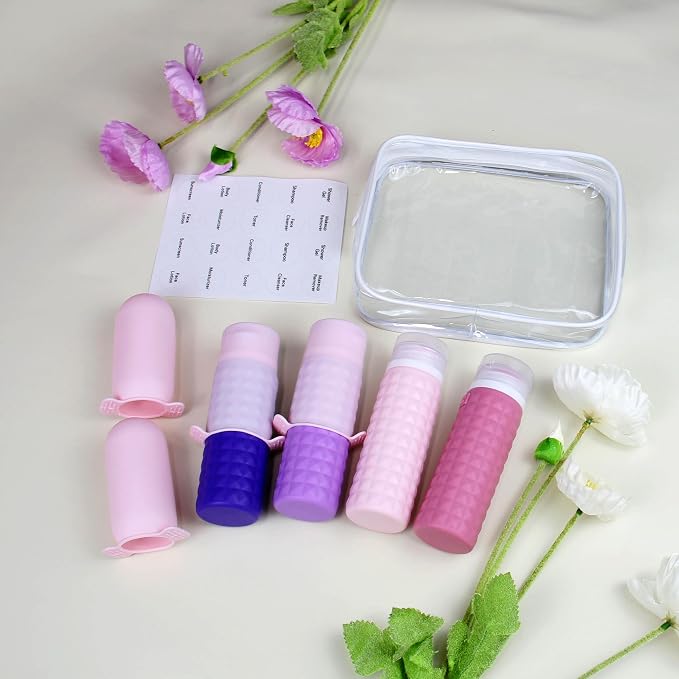 Travel Bottles for Toiletries, TSA Approved Travel Size Containers with Silicone Bottle Covers, Leak Proof Silicone Shampoo Bottles, Small Toiletry Containers for Shampoo Conditioner Lotion - Image 2