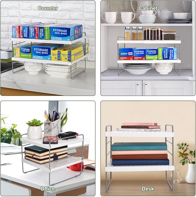 Pantry Organization and Storage for Kitchen - Expandable Kitchen Wrap Box Organizer Rack, Foil Organizer for Cabinet & Counter, Height & Width Adjustable Cupboard Storage Rack - (3 Tier 9.8 to 15.6"L) - Image 6