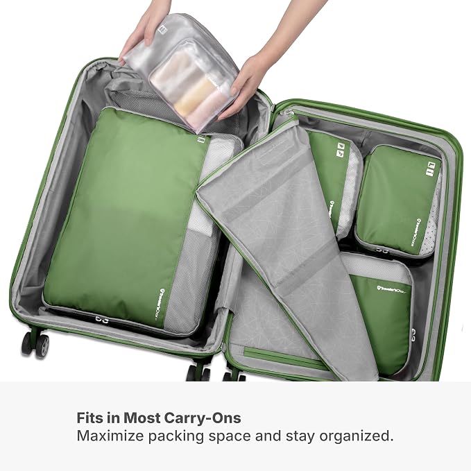 Traveler's Choice Cloverland Packing Cubes, 5-Piece Set, Sage Green - Image 3