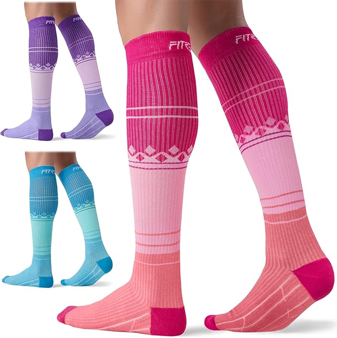FITRELL 3 Pairs Compression Socks for Women and Men 20-30mmHg-Circulation Support Socks by FITRELL