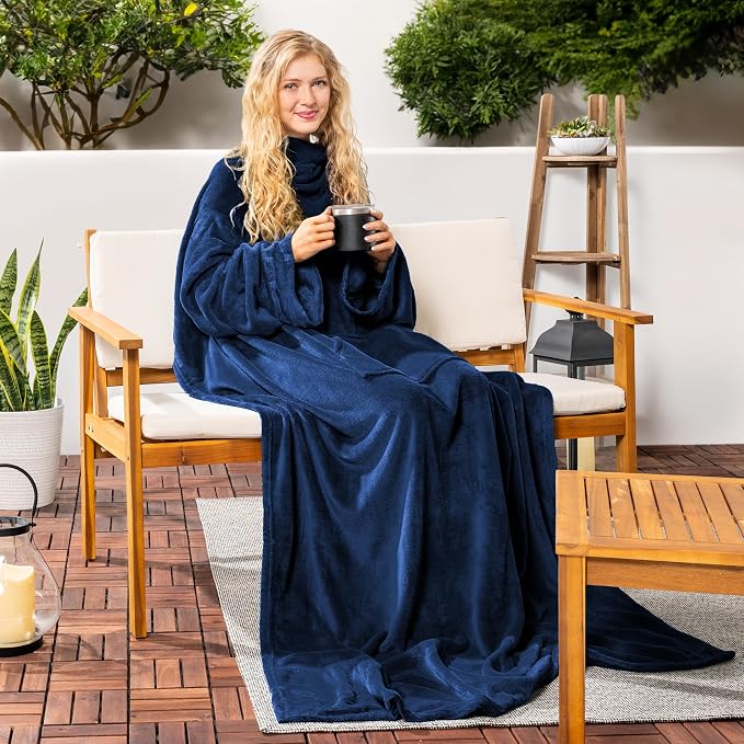 PAVILIA Wearable Blanket with Sleeves for Adult Women Men, Cozy Fleece Warm Wrap Throw with Arms, Gifts for Christmas, Wife - Image 2