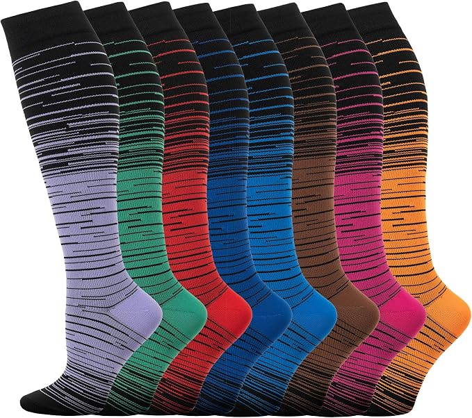 hello momoya Compression Socks for Women Men Circulation Knee High 8 Pairs for Nurses, Running, Travel, Athletic by HELLOMOMOYA