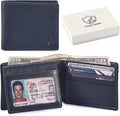 Wallet for Men Slim RFID Blocking Leather Bifold Minimalist 2 ID Windows Gift Box Carteras Para Hombres (NAPA, MIDNIGHT NAVY) by Cochoa