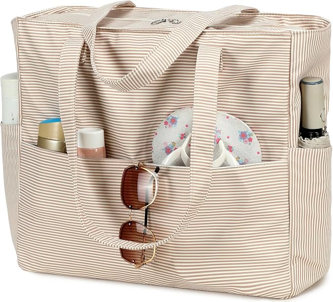 LEDAOU Beach Bag Waterproof Sandproof Women Beach Tote Pool Bag with Zipper for Swim Gym Grocery Travel with Wet Pocket | Sandproof - Image 8