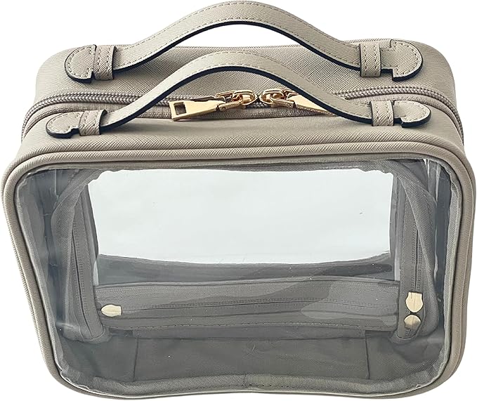 JAZD Clear Makeup Bag Toiletry Bag for Women Cosmetic Case Large Capacity Travel Make Up Bag Organizer Transparent Storage Compartment TSA Approved by JAZD