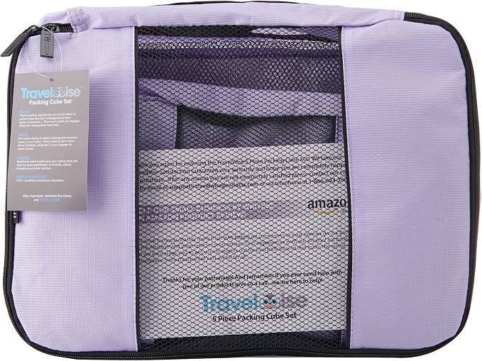 TravelWise Luggage Packing Organization Cubes 5 Pack, Lavender, 2 Small, 2 Medium, 1 Large (TWPC-27) - Image 4
