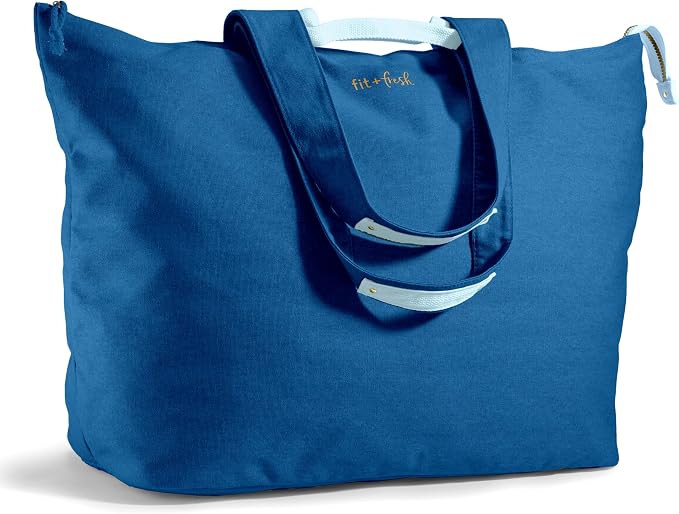 Fit & Fresh All The Things XL Beach Bag for Women, Oversized Travel Tote | Zip Closure, 3 Interior Pockets, 1 Large Zip Pocket, Dual Carry Handles, Canvas Weekender - Pool, College, Laundry, Groceries by fitfresh