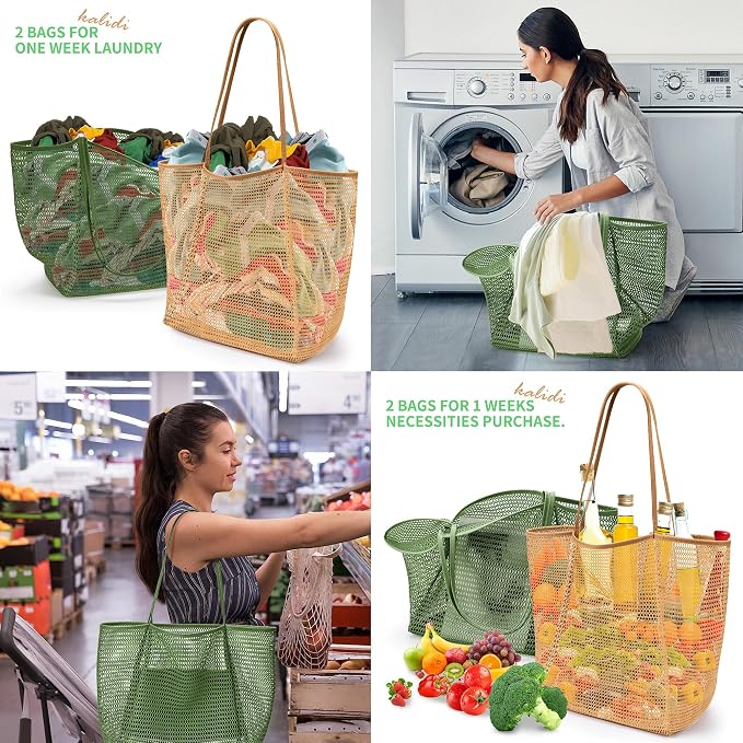 KALIDI Beach Mesh Tote Bag, Casual MAX 23L Summer Foldable Hobo Bag Women | Sandproof Widen Strap Large Shoulder Bag For Lake Pool Vacation Travel Picnic Grocery Market Shopping Carrier - Image 6