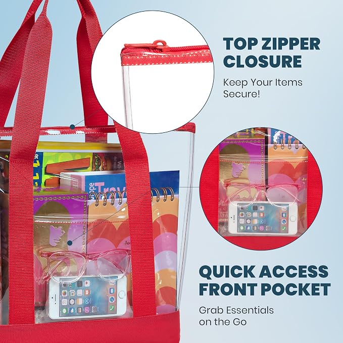 Handy Laundry Clear Tote Bag - Zipper Closure, Long Shoulder Strap, Fabric Trimming. - Image 4