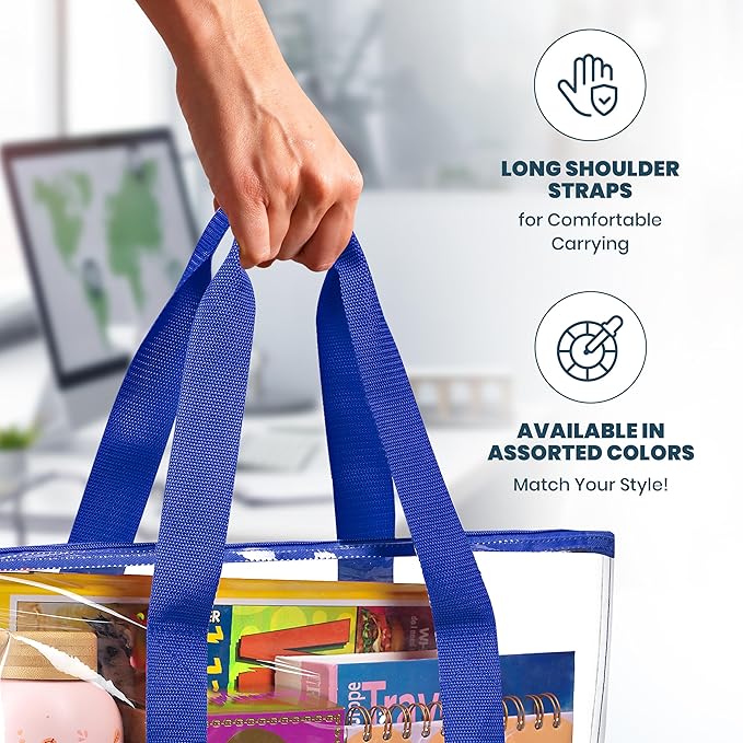 Handy Laundry Clear Tote Bag - Zipper Closure, Long Shoulder Strap, Fabric Trimming. - Image 6