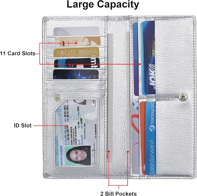 Ultra Slim Thin Leather Women Wallet RFID Blocking Credit Card Holder Bifold Long Ladies Billfold - Image 4