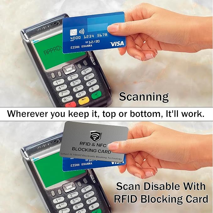 SaiTech IT 5 Pack RFID Blocking Card for Credit Debit ID Card, Grey | Slim Anti-Theft Contactless NFC RFID Blocker Protector, Easily Fit into Wallet and Purse, for Men & Women - Image 6