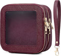 Pinkmik Double Layer Makeup Bag (Burgundy, 2-Layer MINI) | Small Clear Makeup Pouch, Mini Travel Cosmetic & Toiletry Bag, Purse Organizer, Car Essentials for Women by Pinkmik