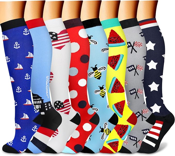 FEYHAY Copper Compression Socks (8 Pairs) 15-20 mmHg Circulation is Best Athletic & Daily for Men & Women, Running, Climbing by FEYHAY
