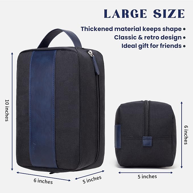 Vorspack Water Resistant Travel Toiletry Bag for Men - Black&Blue | Travel Bag for Toiletries, Large Capacity, Organized Compartment, Suitable for Shaving Grooming Accessories, Gifts for Men - Image 2