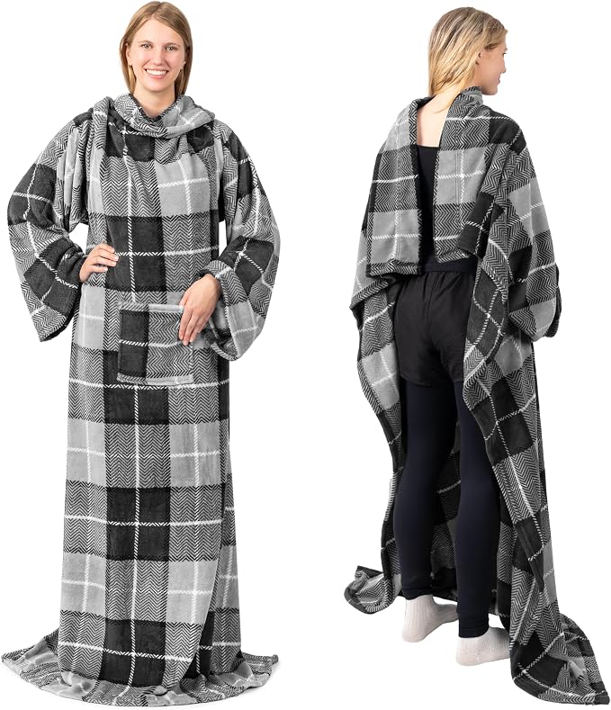 PAVILIA Wearable Blanket with Sleeves for Adult Women Men, Cozy Fleece Warm Wrap Throw with Arms, Gifts for Christmas, Wife - Image 3
