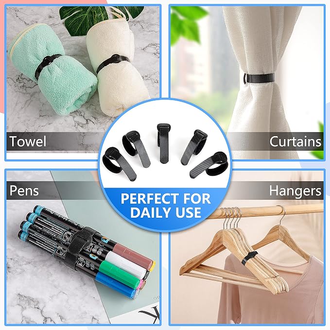 60x Cable Management Ties, Cord Wraps Black 6 Inches, Reusable Tidy Wire Ties for Cords, PC, TV, Computer & Desk - Image 5