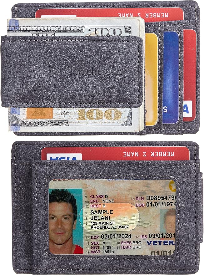 Toughergun Slim Wallet for Men RFID Blocking Money Clip, Minimalist Front Pocket Credit Card Holder, Magnetic Thin Mens Wallets with ID Window - Image 2