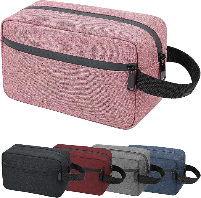 DSYSC Travel Toiletry Bag for Women & Men, Small Makeup Bag | Water-Resistant Cosmetic Bag, Cosmetic Pouch, Traveling Dopp Kit, Travel Essentials Accessories, Pink by DSYSC