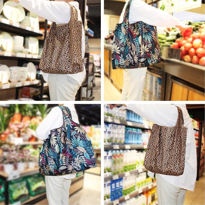 2-Piece reusable grocery bags,shopping bags,grocery bags Reusable Shopping 60+Pounds Capacit, Foldable, - Image 5
