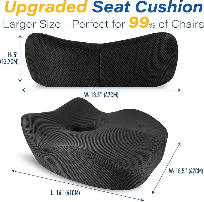 Allaboutsla Car Seat Cushion for Driving, Car Seat Pillow for Short Drivers | Ergonomic Memory Foam Seat Cushion for Pain Relief, Adult Booster Seat for Car, Butt Cushion for Car, Truck, Office, Black - Image 7