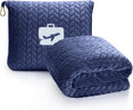EverSnug Travel Blanket & Pillow 68x42 - Premium Ultra-Soft Microfleece 2 in 1 Compact & Packable Flight Blanket with Soft Bag Pillowcase, Hand Luggage Sleeve and Backpack Clip (Navy Blue) by EverSnug