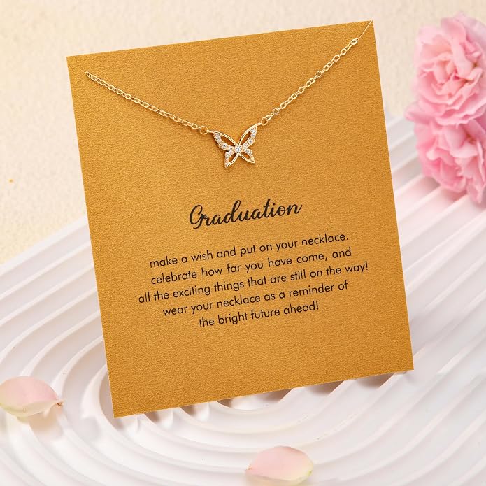 RZKING Golden Necklace for Women, Dainty Butterfly Heart Bow Rose Necklace, Gifts for Best Friend Sister Mom Girlfriend, Graduation Chritmas Birthday Anniversary Thank You Gifts - Image 5