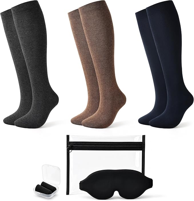 Jeasona Cotton Compression Socks for Flying Women Men 15–20 mmHg 3 Pairs Circulation Support Socks for Pregnancy Nurse by Jeasona