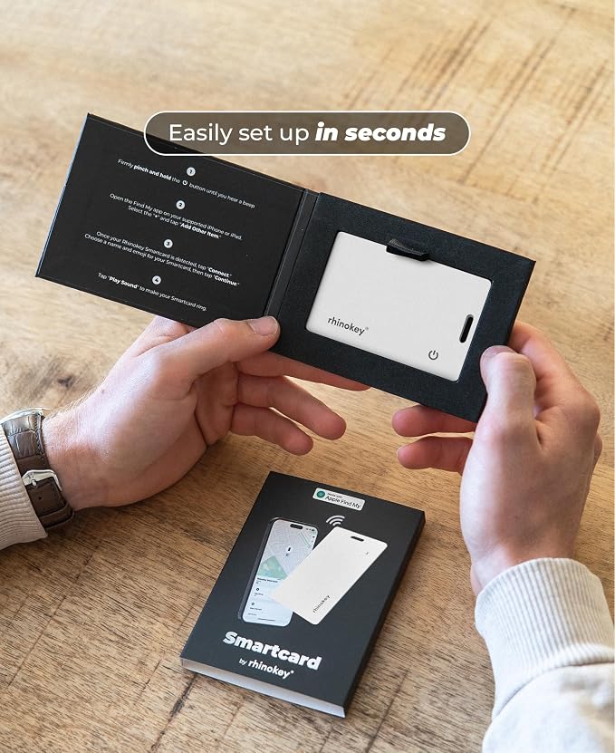Rhinokey® Wallet Tracker Card Compatible with Apple Find My 0.07 inch IP68 | (iOS Only) Slim 0.07in Rechargeable IP68 Waterproof Tracker Item Finder Credit Card Tracker with Keychain Hole for Luggage - Image 8