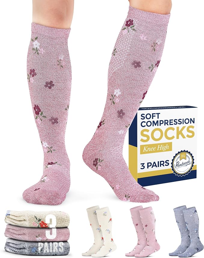Pembrook® Light Compression Socks for Men & Women - 3 Pairs | 8-15 mmhg Compression Dress Socks for Men | Support Socks by Pembrook