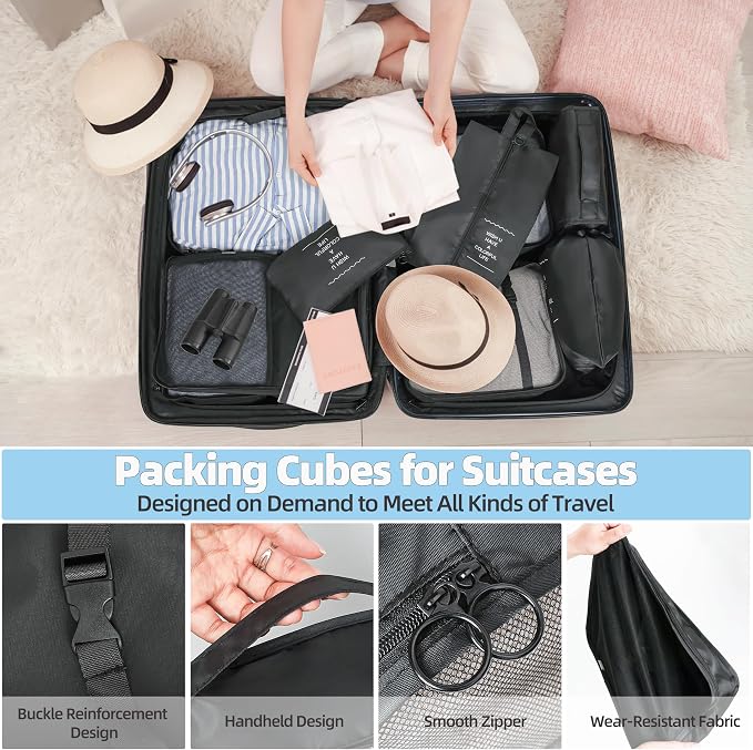 10 Pcs Set Packing Cubes - Travel Packing Organizers, Expandable Suitcase Organizer, Luggage Organizer Bags - Image 4