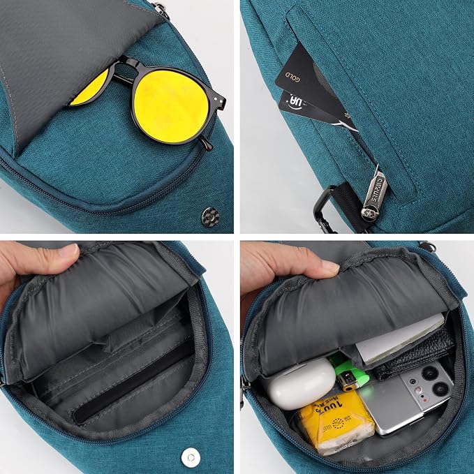 WATERFLY Tiny Crossbody Sling Backpack Anti Theft Backpack for Traveling Chest Shoulder Bag (Teal Blue) - Image 3