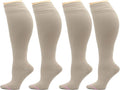 Dr. Motion 4 Pairs Women's Plus Size Wide Calf Compression Knee High Socks Graduated Support by Dr.+Motion