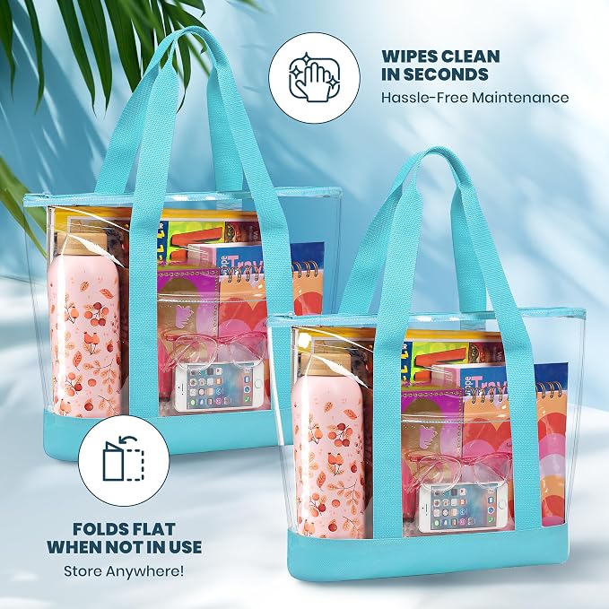 Handy Laundry Clear Tote Bag - Zipper Closure, Long Shoulder Strap, Fabric Trimming. - Image 7