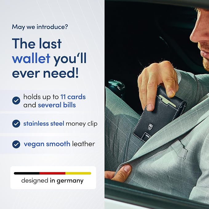 TRAVANDO Money Clip Wallet - RFID Protected Bifold Wallet for Men for 11 Cards - including Gift Box (Black & White) - Image 2
