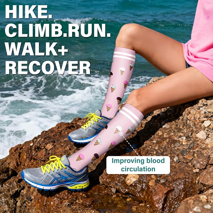 Acture 6 Pack Compression Socks for Women and Men - Knee High for Medical, Running, Nurses, Travel - Image 5