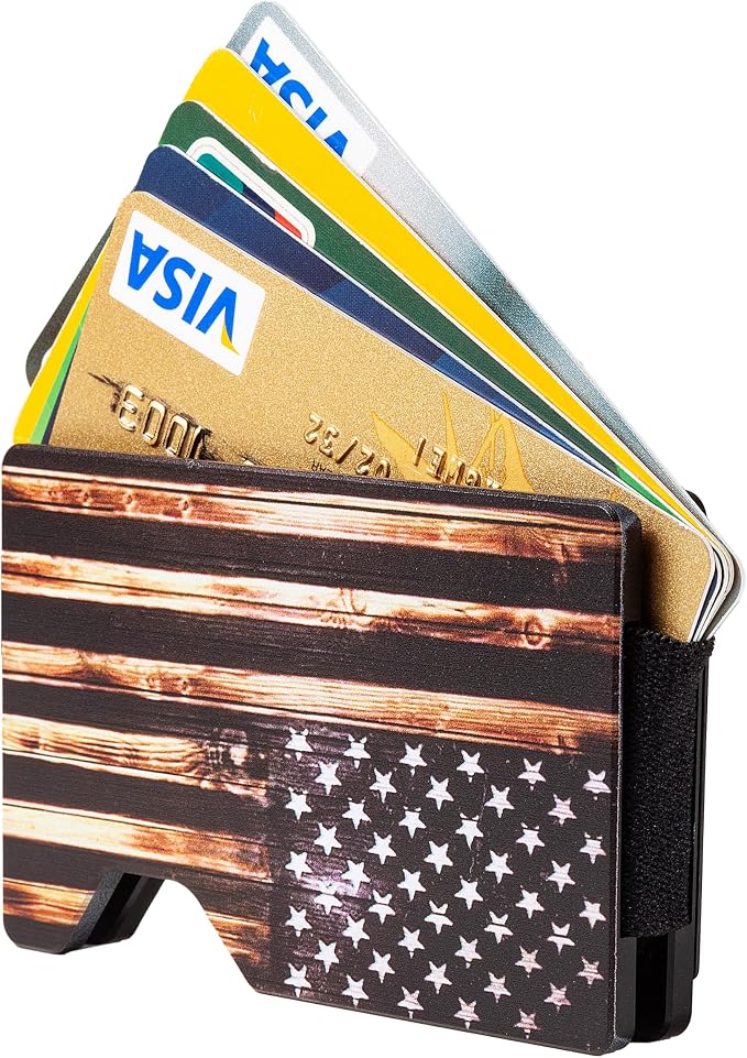 Slim Wallet for Men,RFID Blocking Minimalist Metal Wallet, Money Clip/Cash Holder, Front Pocket Aluminum Credit Card Holder, Ideal Gift for Men,American USA Flag - Image 3