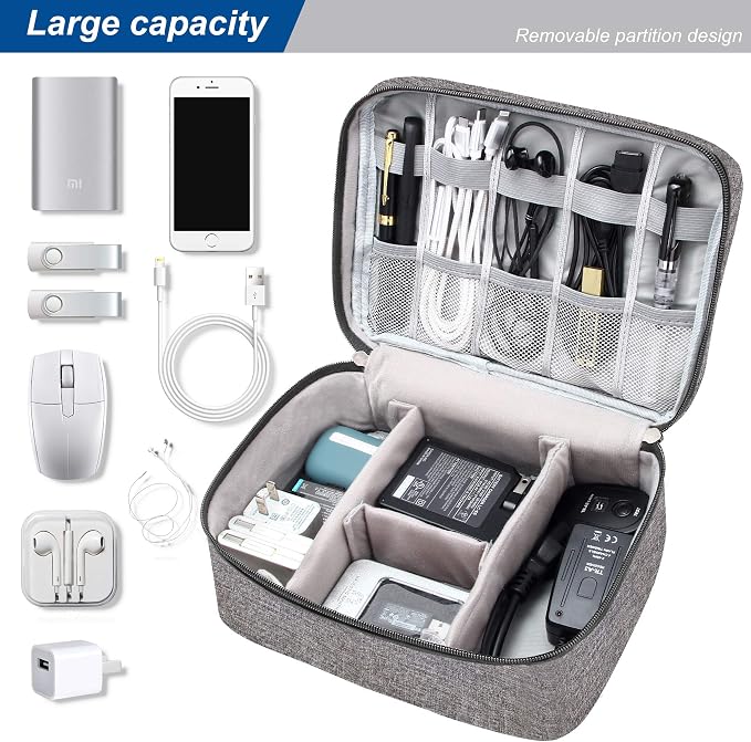 SELLYFELLY Electronics Organizer Travel Universal Cable Organizer Bag Waterproof Electronics Accessories Storage Cases for Cable, Charger, Phone, USB, SD Card, Hard Drives, Power Bank, Cords - Image 2